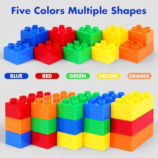 HIUME Large Building Block Set, 150 Building Blocks, Compatible with Duplo Building Bricks and Top Brands, Suitable for Children Aged 3 4 5 6 Years, A Great Building Block Gift for Boys and Girls.