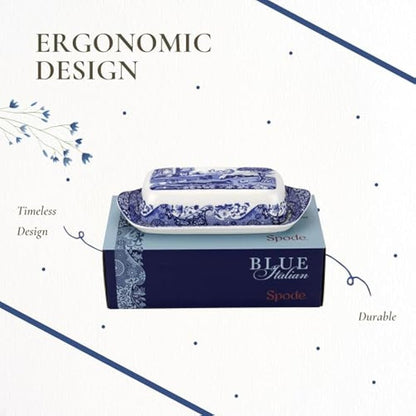 Spode Blue Italian Covered Butter Dish (Blue, White), #REF!