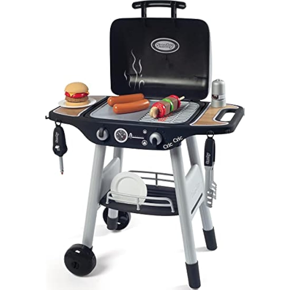 Smoby - BBQ Grill - Barbecue pour enfant - 18 accessoires - Fonctions flammes rétractables et boutons sonores - Fabriqué en France