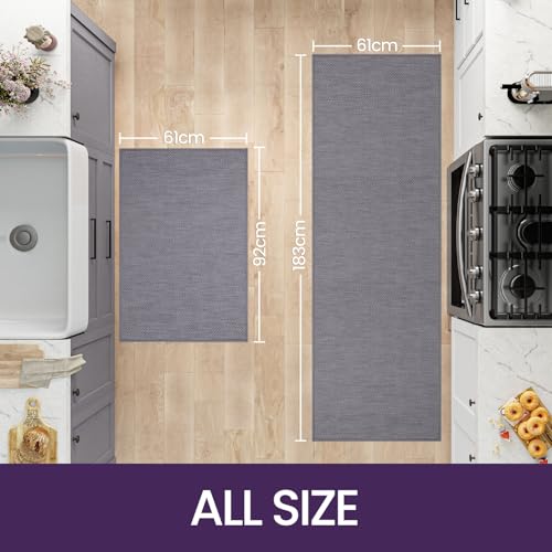 DEXI Kitchen Rug Mat Sets, Rubber Backed Long Floor Mats Non Slip Washable, 2 Pieces Carpet Runner Rugs for Hallway, Dining Room and Entrance,