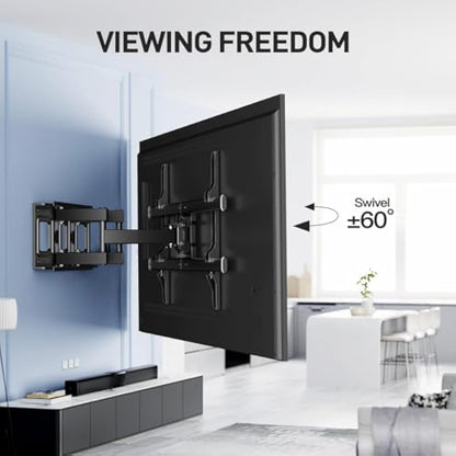 PERLESMITH TV Wall Bracket, for 37-85 Inch TVs up to 60kg, Swivel Tilt Extend TV Wall Mount, 55 65 inch Wall Brackets max VESA 600x400mm, PSPILFK1