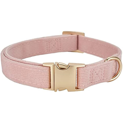YUDOTE Ultra-soft Dog Collar Natural Cotton Corduroy Made for Small Dogs with Sensitive Skin,Dusty Pink