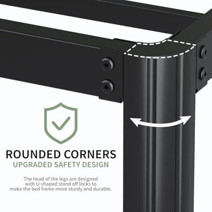 Lutown-Teen High Small Double Bed Frame 4ft with Rounded Corner Legs, Heavy Duty Metal Bed Frame Small Double, Small Double Beds 46 cm High, Noise Free, Easy Assembly