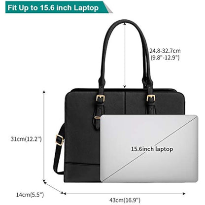 Lubardy Laptop Bags for Women 15.6 inch Ladies Leather Laptop Handbag Work Handbags Womens Tote Bag Office