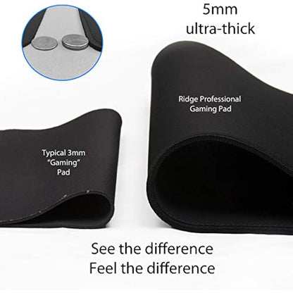 Traverse Ridge Pro Gaming Mouse Pad (5mm) | Massive 46 inch | 46x17.3x0.20 Extra Thick | Black/Black | Dense Weave Speed Poly, Superior Control | Stitched Edge, Washable, Giant Large Desk Mat