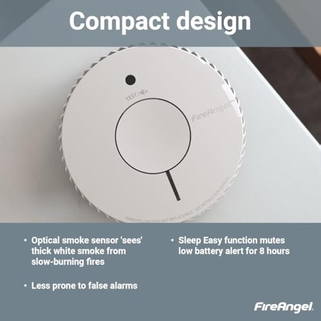 FireAngel Optical Smoke Alarm 2-Pack - FA6620 10-Year Battery Smoke Alarms for Home with Test/Silence Button - Replacement for FireAngel ST-622/ST-620 - Early Smoke Detector Fire Alarm - White