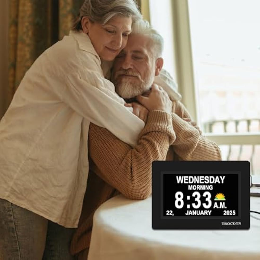 TROCOTN dementia clock, digital clock with date and day for elderly, day date large display calendar (7 Inches Black)