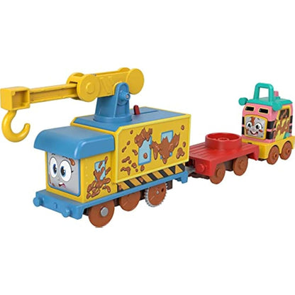 Fisher-Price Thomas & Friends Fix ‘em Up Friends motorized vehicle set with toy train engine and crane for kids ages 3 years and up, HHN43
