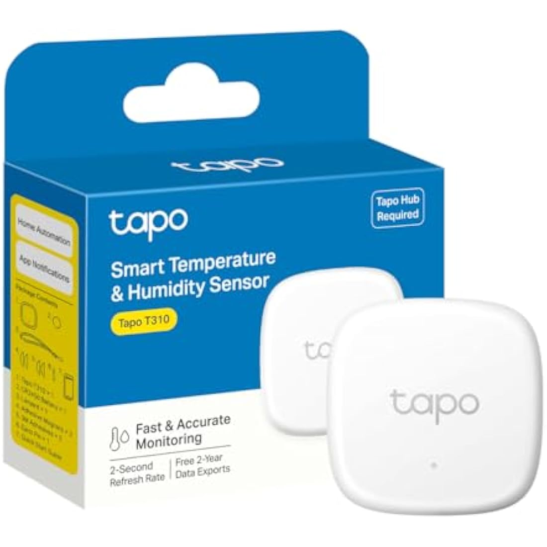 Tapo T310 Smart Humidity Meter, Room Thermometer, Hygrometer, Room Thermometer Indoor, Humidity Sensor, Room Temperature Monitor, Real-Time Notifications, Free 2-Year Data Storage, 2-Year Battery Life
