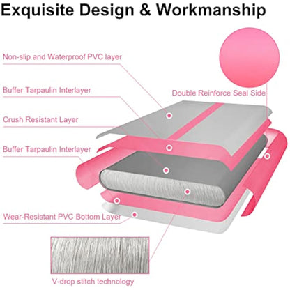VOFiTNY All Purpose Gymnastics Mat 10’x3.3’x4’’ Sturdy Inflatable Tumbling Track Cheer Mat for Home/Gym Pink