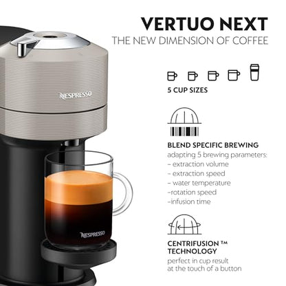 Nespresso Vertuo Next XN910B40 Coffee Machine, Light Grey, by KRU, Plastic, 1500 W, 1.1 liters