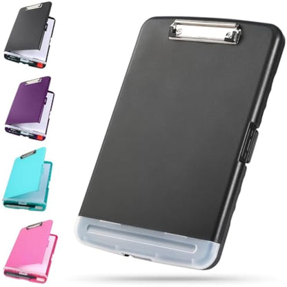 DMFLY Clipboard with Storage, Heavy Duty Clip Boards with Pen Holder, A4 Plastic Clipboards with Compartment, Holds 6+ Pencils and 200+ Sheets, Strong Clipboards with Low Profile Clip, Great for Work