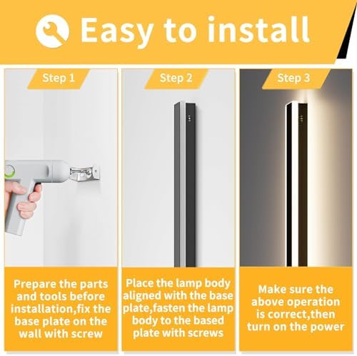 Mikeru 180CM 3000K-Warm White Outside Wall Lights, 60W Garden Outdoor LED Strip Light with Mains Power IP65 Wall Mounted Black Wall Lighting Fixtures for Hallway, Porch, Balcony