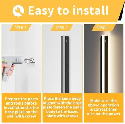 Mikeru 180CM 3000K-Warm White Outside Wall Lights, 60W Garden Outdoor LED Strip Light with Mains Power IP65 Wall Mounted Black Wall Lighting Fixtures for Hallway, Porch, Balcony