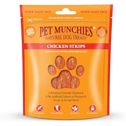 Pet Munchies Chicken Strips Dog Treats, Value Pack Dog Chews with Natural Real Meat, Low in Fat and High in Protein 320 g (Pack of 1), Clear