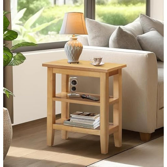 Hallowood Furniture Aston Oak Effect Side Table with 2 Shelves, Wooden Coffee Table, Bedside Storage Small Spaces and Living Rooms, Quick and Easy Assembly