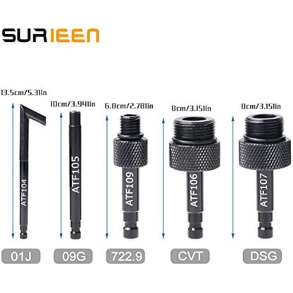 SURIEEN 5Pcs Transmission Service Fluid Oil Filling Filler Adapter ATF Compatible with DSG CVT 09G 01J 722.9 for Audi Benz