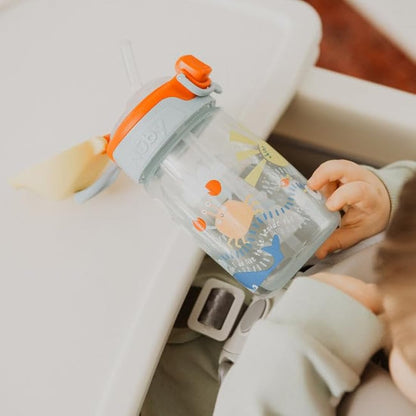 Nuby Super Straw Water Bottle - No Spill Active Toddler Sippy Cup | 360ml / 12oz | Carry Handle | Dishwasher Safe | Suitable Beaker for 12 Months Plus (Sunshine)