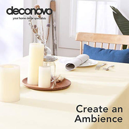 Deconovo Home Decorative Oxford Wipeable Tablecloth Rectangle Water Resistant Tablecloth for Kids Table 130x130cm(51x51in) Beige