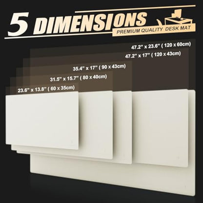 K KNODEL Large Office Leather Desk Mat, Mouse and Keyboard Pad, Computer and Laptop Mat, Desktop Protector and Cover, Writing Pad and Blotter (90x43cm, White)