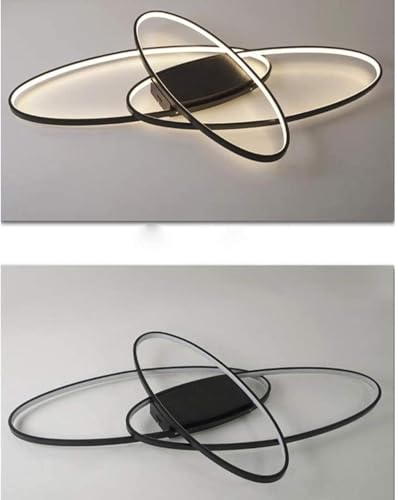 Living Room LED Ceiling Lights,90 CM Dimmable Light Fixtures with Remote Control,Modern Chic Oval Design Flush Mount Chandelier Lighting for Bedroom