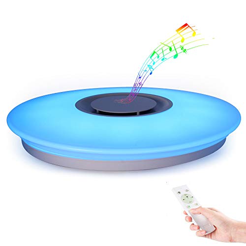 Horevo 24W Rainbow LED Ceiling Light with Remote Control, Music Bluetooth Speaker, APP Control, 40cm 2000LM Warm/Cold White, Modern RGB Dimmable