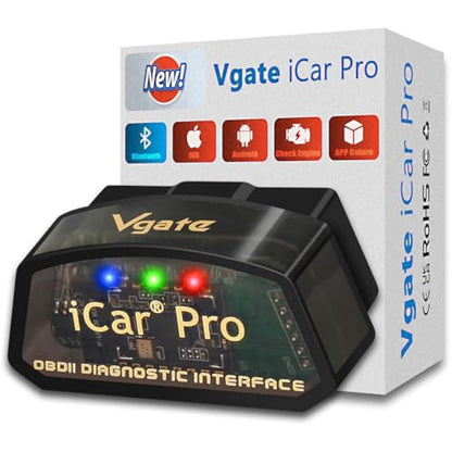 Vgate iCar Pro Bluetooth 4.0 OBD2 Code Reader OBDII Fault Diagnostic Tool Compatible Car Adapter Check Engine Light for iOS, iPhone, Android and Windows