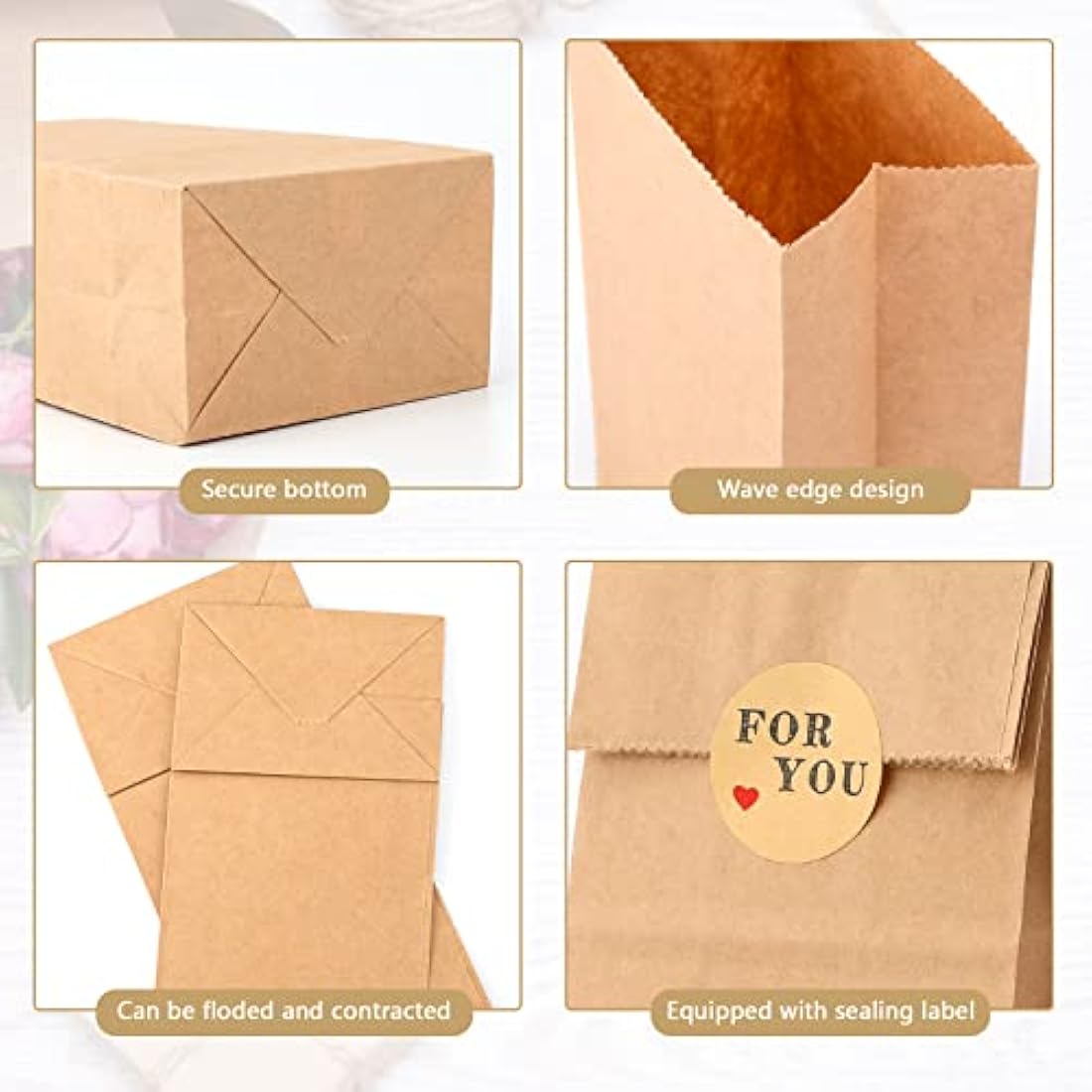 G2PLUS 100 PCs Brown Kraft Candy Paper Bags - 9x6x18 CM - Treat, Birthday, Wedding, Easter, Party