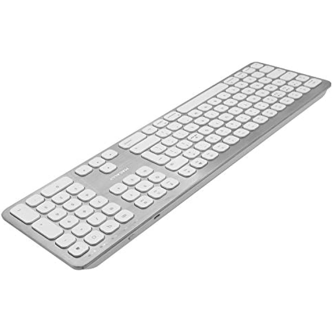 Macally BTWKEYMB-UK, extended Quick-Switch Bluetooth wireless keyboard for Mac, PC, iOS and Android, number pad, UK QWERTY layout, aluminium design