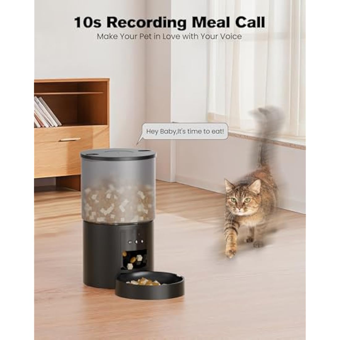 Automatic Cat Feeder Food Dispenser: Cat Feeder Automatic with Timer - 4L 2.4GHz WiFi Cat Food Feeder - Pet Automatic Feeder Auto Cat Bowls with 10s Voice Recorder APP Control Lockable Lid