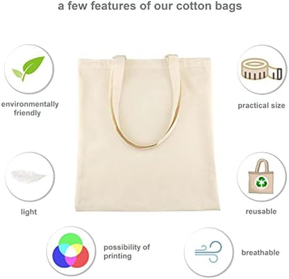 IDEA HOME Cotton Tote Bag - Personalisation Possible - Embroidery or Painting - Reusable Shopping Bags