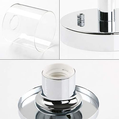 Yosoan Industrial Glass Ceiling Lights, Edison Pendant Light Fitting, Flush Ceiling Light Fixture, E27 Srew (Chrome)