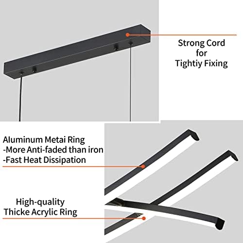 Mikeru 100CM Modern LED Pendant Light, Minimalist Ceiling Lighting with Remote Control Dimmable Brightness 3000K/4500K/6000K 3 Color Chandelier 10% to 100% for Kitchen Island, Living Room