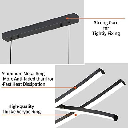 Mikeru 100CM Modern LED Pendant Light, Minimalist Ceiling Lighting with Remote Control Dimmable Brightness 3000K/4500K/6000K 3 Color Chandelier 10% to 100% for Kitchen Island, Living Room