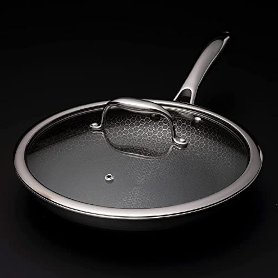 HexClad Tempered Glass Lid, 10-Inch, Designed for HexClad Hybrid Cookware, Steam Vented, Dishwasher Safe