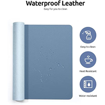 YSAGi Leather Desk Mat, Large Mouse Mat, Non-Slip Desk Pad, Waterproof PU Leather Table Protector Writing Pad for Office and Home (80 x 40 cm, Sea Blue)