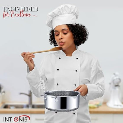 Saucepot with lid 24cm/4L | Non-stick Sauce Pan for Induction, Gas, Electric Hobs |Cooking Pot with Pour Spout |Stay Cool Twin Handle | Anti Scratch |Oven Safe | Honey Comb German Engineering | Chemic
