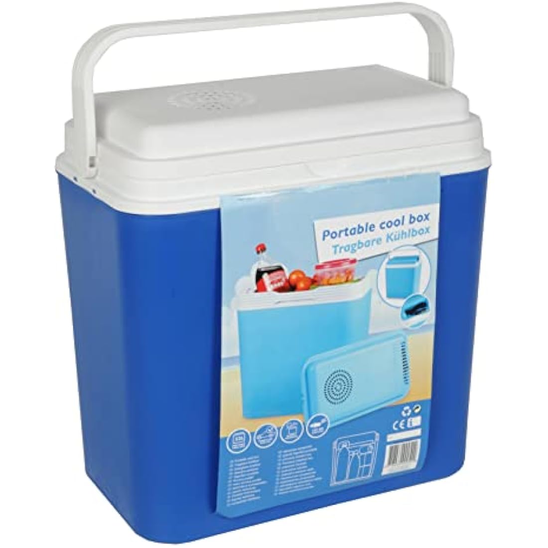 All Ride - Electric cooling box - 22 L capacity - 12V Car Plug, blue-white