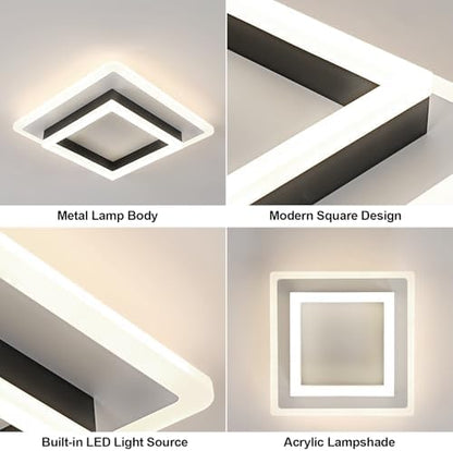 Comely Modern Square 30W 4500K LED Ceiling Light, 30x30x7cm, Black + White, 3300LM, Bedroom, Living Room, Dining etc.