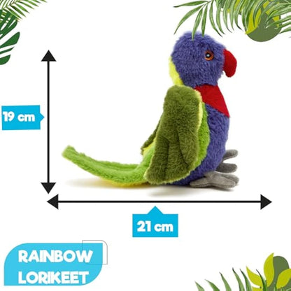 Zappi Co Ultra Soft Rainbow Lorikeet Plush Toy (21 cm Length) - 100% Recycled, Eco-Friendly, Newborn Gift, Realistic Lifelike