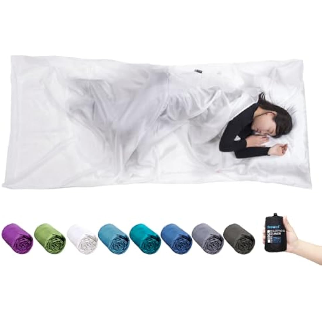 BROWINT Silk Sleeping Bag Liner, Silk Sleep Sack, Extra Wide 220x110cm, Lightweight Travel Sheet for Hotels, Sleeper with Reinforced Gussets