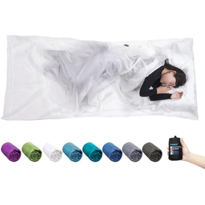 BROWINT Silk Sleeping Bag Liner, Silk Sleep Sack, Extra Wide 220x110cm, Lightweight Travel Sheet for Hotels, Sleeper with Reinforced Gussets