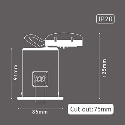 10 X Sanlumia LED Fire Rated Downlight Can GU10 Recessed Ceiling Twist & Lock Downlight IP20 Satin Nickel