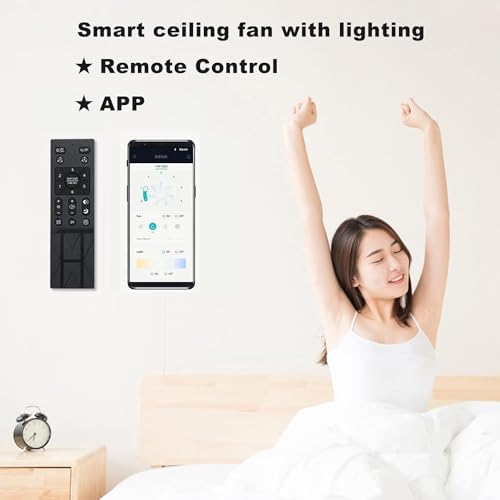 WODA Shang Mao Ceiling Fan with Light, White, L90cm, Dimmable LED Living Room Bedroom Fan Light with Remote Control, 6-Speed, Memory, Timer, APP