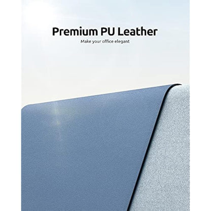 YSAGi Leather Desk Mat, Large Mouse Mat, Non-Slip Desk Pad, Waterproof PU Leather Table Protector Writing Pad for Office and Home (90 x 43 cm, Sea Blue)