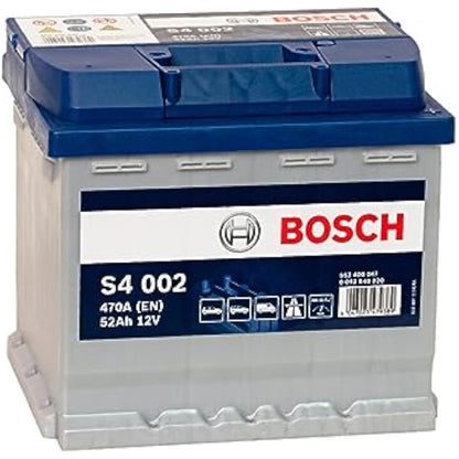 Bosch S4002 - Car Battery - 52A/h - 470A - Lead Acid Technology - for Vehicles Without Start/Stop System - Type 012/079, 207 x 175 x 190 mm