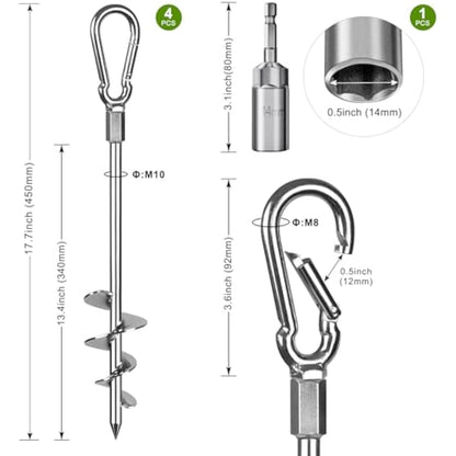 SELEWARE Pack of 4 Tent Pegs Camping - Strong Tent Pegs Heavy Ground Anchors Ground Anchor Metal Ground Anchor Trampoline for Camping Outdoor Hiking Trampoline Tent Shed