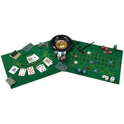 Talking Tables Casino Night Kit Poker, Blackjack, Roulette-Gambling Set for Adults, Gifts for Him | Contains Game Mat, Chips, Money, Balls, Playing Cards, Paper, Plastic, GAMECASINO