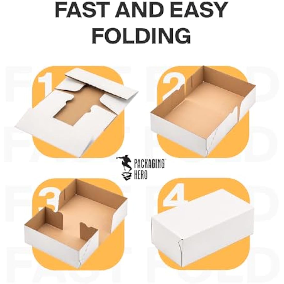 Packaging Hero 25 x 20 X 10 cm (aprox. 10" x 8" x 4") White Corrugated Cardboard Mailing Boxes, gift boxes, e-commerce box with free clear round stickers (10 pack)