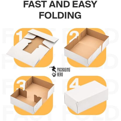 Packaging Hero 20 x 15 X 10 cm (aprox. 8" x 6" x 4") White Corrugated Cardboard Mailing Boxes, gift boxes, e-commerce box with free clear round stickers (10 pack)
